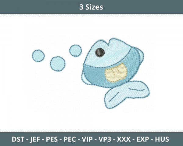 Fish Machine Embroidery Designs-3 Sizes-instant download