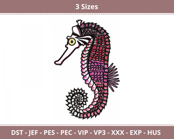 Sea Horse Machine Embroidery Designs-3 Sizes-instant download