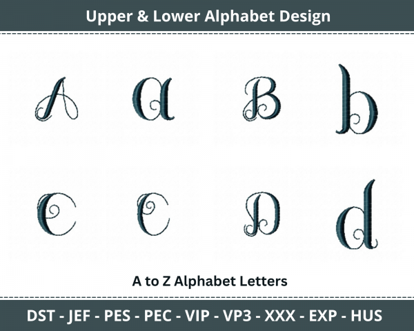 Upper & Lower Alphabet Machine Embroidery Design	
