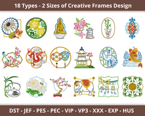 Creative Frame Machine Embroidery Designs-18 Types-2 Sizes-instant download