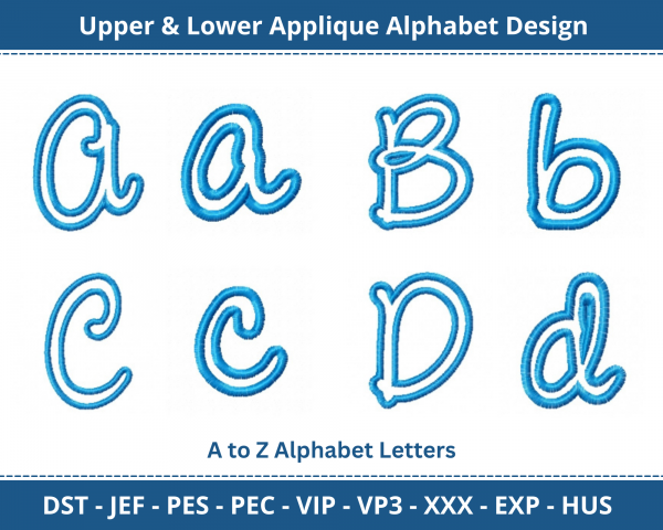 Upper & Lower Applique Alphabet Machine Embroidery Design