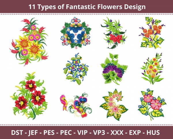 Fantastic Flowers Machine Embroidery Designs-11 Types-1 Size-instant download