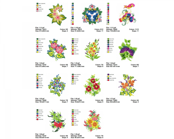 Fantastic Flowers Machine Embroidery Designs-11 Types-1 Size-instant download