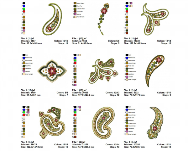 Paisley Collection Machine Embroidery Designs-13 Types-1 Size-instant download