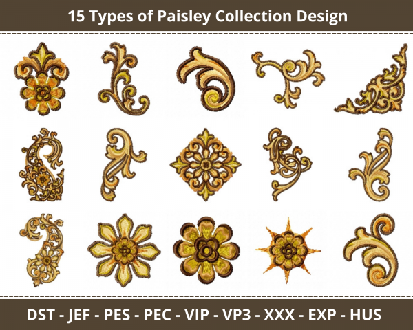 Paisley Collection Machine Embroidery Designs-15 Types-1 Size-instant download