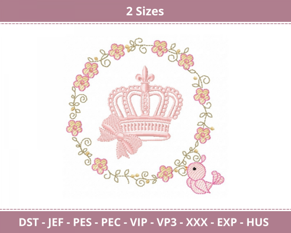 Crown Frame Machine Embroidery Designs-2 Sizes-instant download