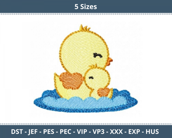 Cute Duck Bird Machine Embroidery Designs-5 Sizes-instant download