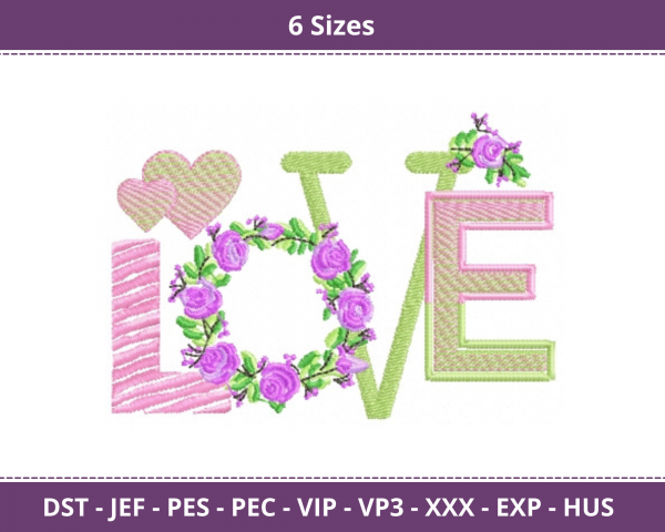 Love Machine Embroidery Designs-6 Sizes-instant download