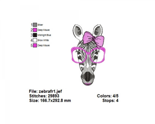 Cute Zebra Face Machine Embroidery Designs-1 Size-instant download
