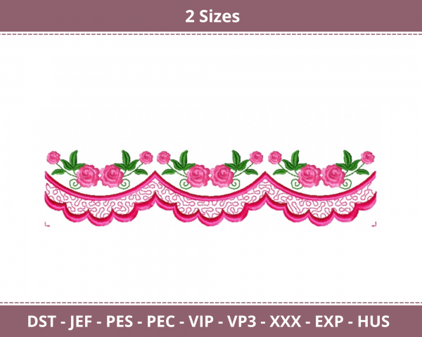 Rose Flower Cut Work Border Machine Embroidery Designs-2 Sizes-instant download