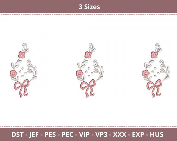 Floral & Bow Border Machine Embroidery Designs-3 Sizes-instant download