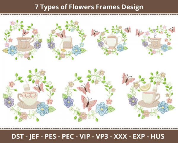 Flowers Frames Machine Embroidery Design
