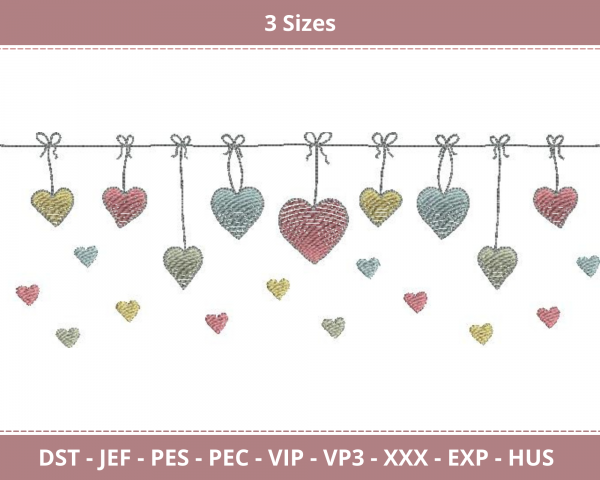 Hearts Machine Embroidery Designs-3 Sizes-instant download