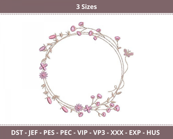 Floral Frame Machine Embroidery Designs-3 Sizes-instant download