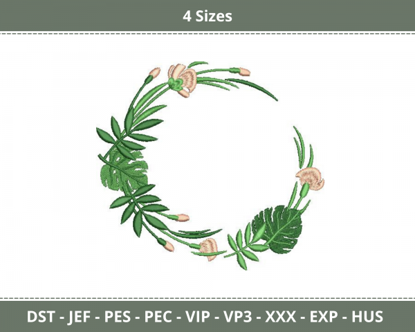 Leaves Frame Machine Embroidery Designs-4 Sizes-instant download
