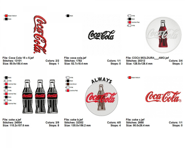 Coca Cola Machine Embroidery Designs-6 Types 1-Size-instant download