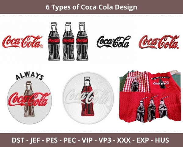 Coca Cola Machine Embroidery Designs-6 Types 1-Size-instant download