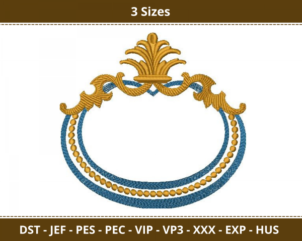 Crown Frame Machine Embroidery Designs-3 Sizes-instant download