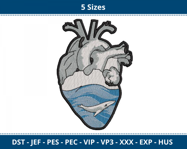 Heart Machine Embroidery Designs-5 Sizes-instant download