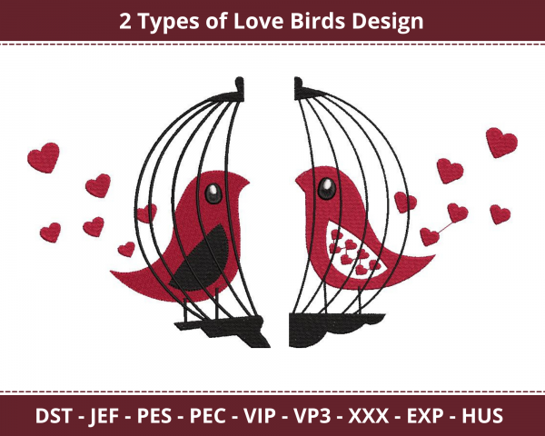 Love Bird Machine Embroidery Design