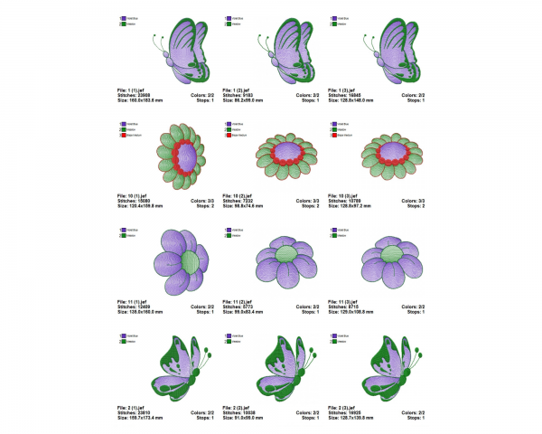 Butterfly Machine Embroidery Designs-11 Types 3 Sizes-instant download
