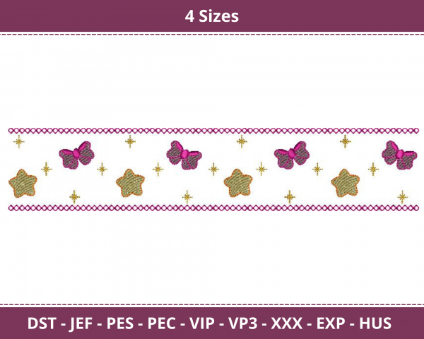 Butterfly Border Machine Embroidery Designs-4 Sizes-instant download