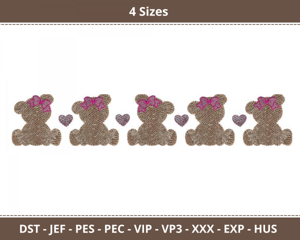 Teddy Bear Border Machine Embroidery Designs-4 Sizes-instant download