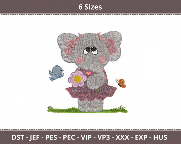 Elephant Machine Embroidery Designs-6 Sizes-instant download