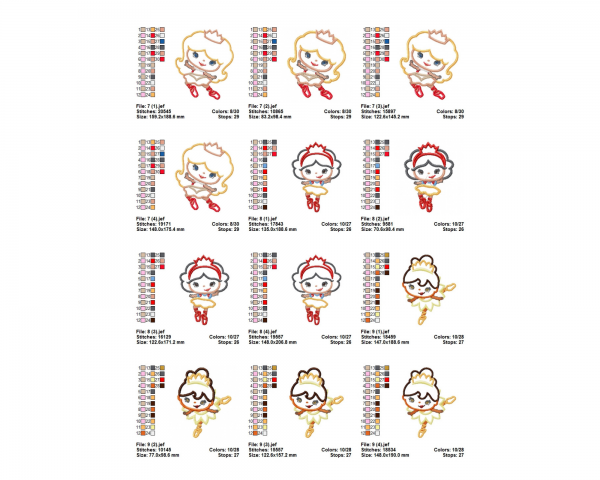 Dancing Girl Machine Embroidery Designs-9 Types - 4 Sizes-instant download
