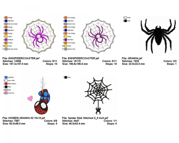 Spider Machine Embroidery Designs-5 Types - 1 Size-instant download