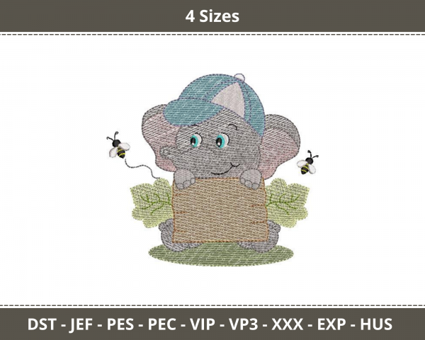 Baby Elephant Machine Embroidery Design