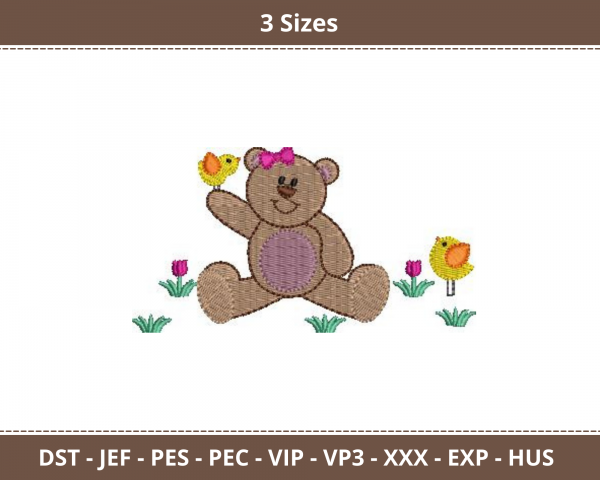 Cute Teddy Bear Machine Embroidery Designs-3 Sizes-instant download