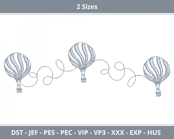 Air Balloon Border Machine Embroidery Designs-2 Sizes-instant download