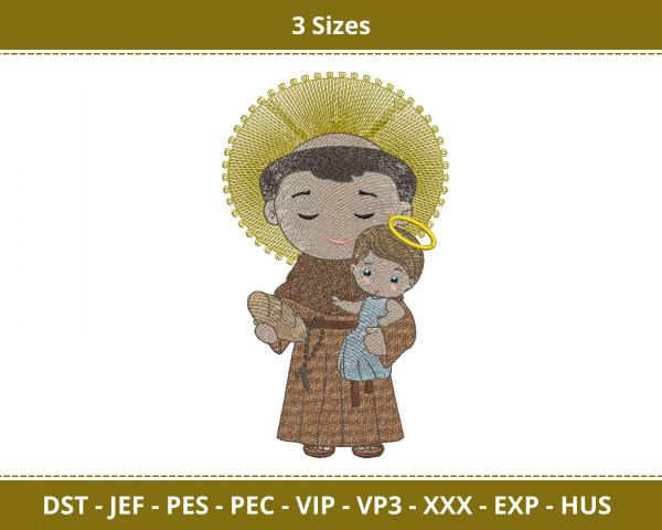 Saint Anthony Child Machine Embroidery Designs-3 Sizes-instant download