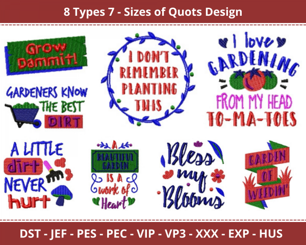 Quotes Machine Embroidery Designs-8 Types 7 - Sizes-instant download