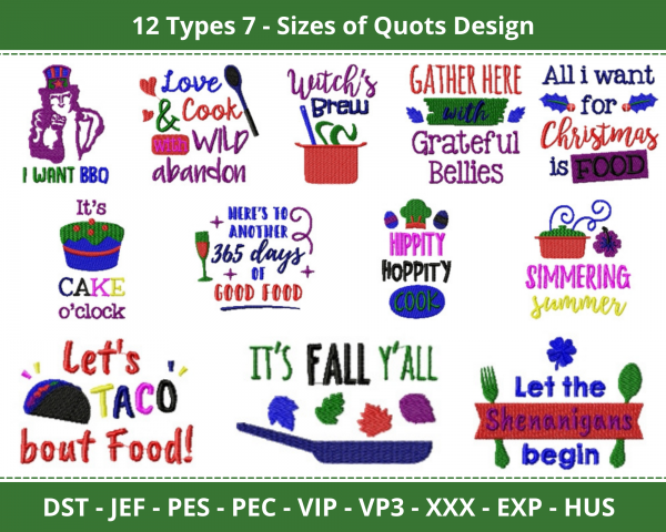 Quotes Machine Embroidery Designs-12 Types 7 - Sizes-instant download