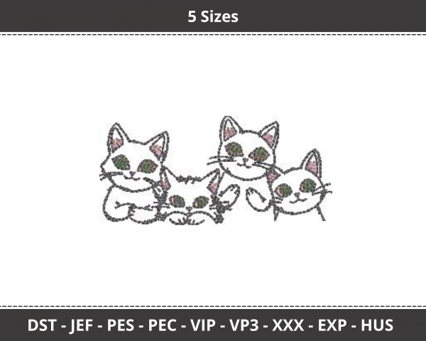  Precious Kitty Machine Embroidery Designs-5 Sizes-instant download