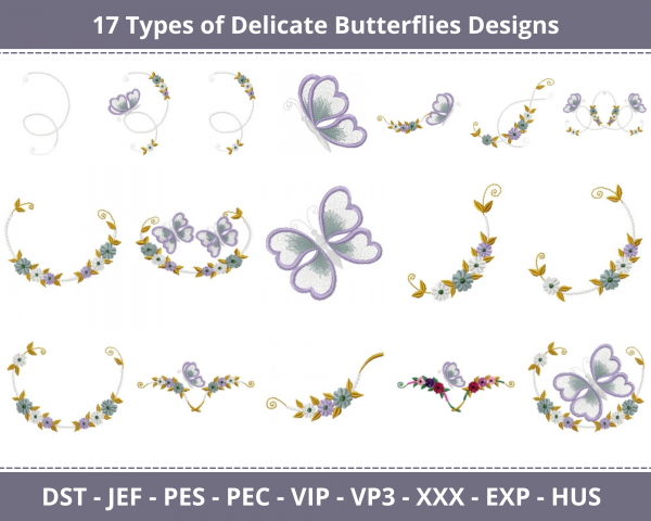 Delicate Butterflies Machine Embroidery Designs-17 Types 1 - Size-instant download