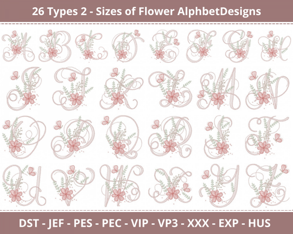 Flower Alphabet Machine Embroidery Design