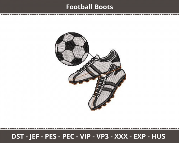 Football Boots Machine Embroidery Design