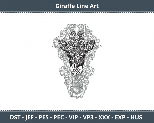 Giraffe Line Art Machine Embroidery Designs-1 Size-instant download
