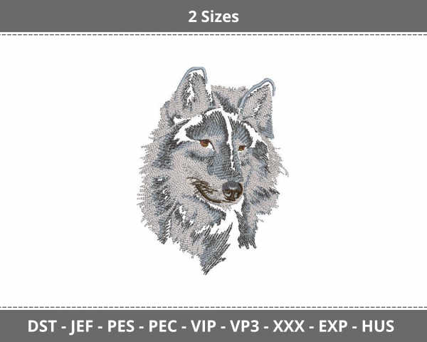 Wolf Head Machine Embroidery Designs-2 Sizes-instant download