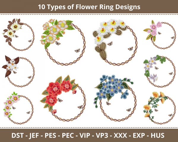Flower Ring Machine Embroidery Design