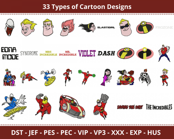 Cartoon Machine Embroidery Designs-33 Types 1 - Size-instant download