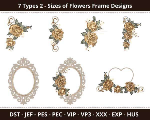 Flowers Frame Machine Embroidery Design