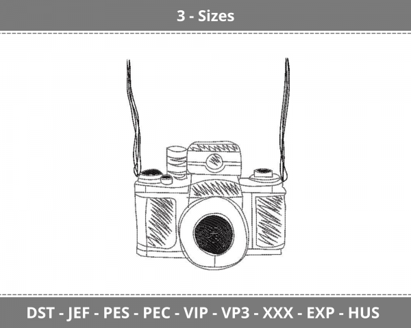 Camera Machine Embroidery Designs-3 Sizes-instant download