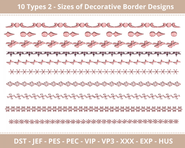 Decorative Border Machine Embroidery Designs-2 Size-instant download
