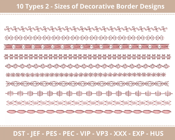 Decorative Border Machine Embroidery Designs-2 Size-instant download