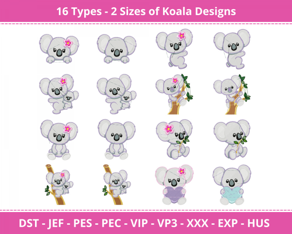Koala  Machine Embroidery Designs-2 Size-instant download