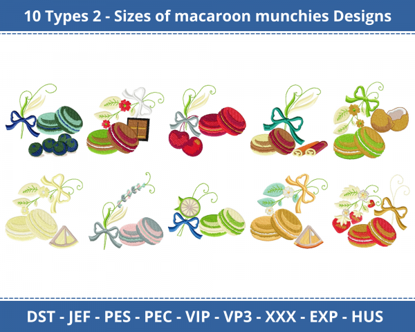 Macaroon Munchies  Machine Embroidery Designs-2 Size-instant download